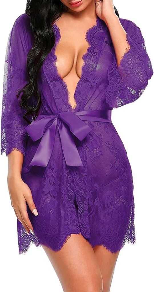 Mujer Bata Kimono Encaje